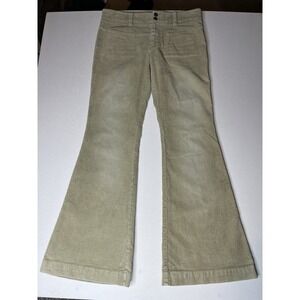 Vintage American Eagle Women's Beige Corduroy Flare Pants Size 6 Y2K
